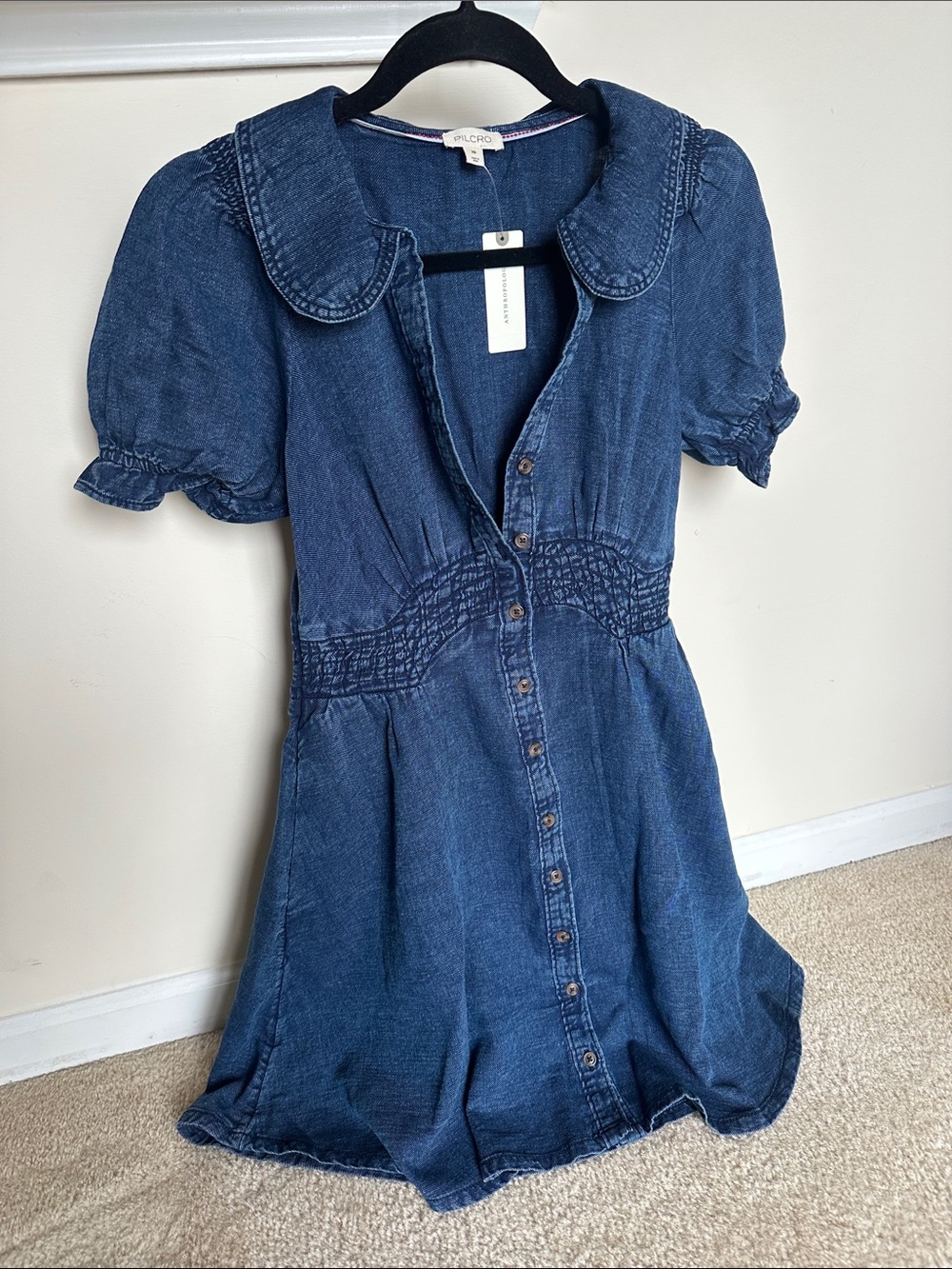 Pilcro Denim Dress with Puff Sleeves